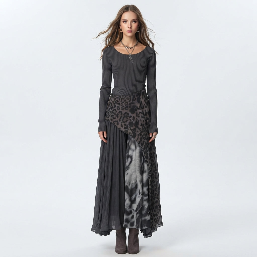 Tabitha Wright | Robe longue asymétrique à imprimé léopard