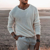 Henry Blackwell | Cream Waffle Knit Sweater for Men
