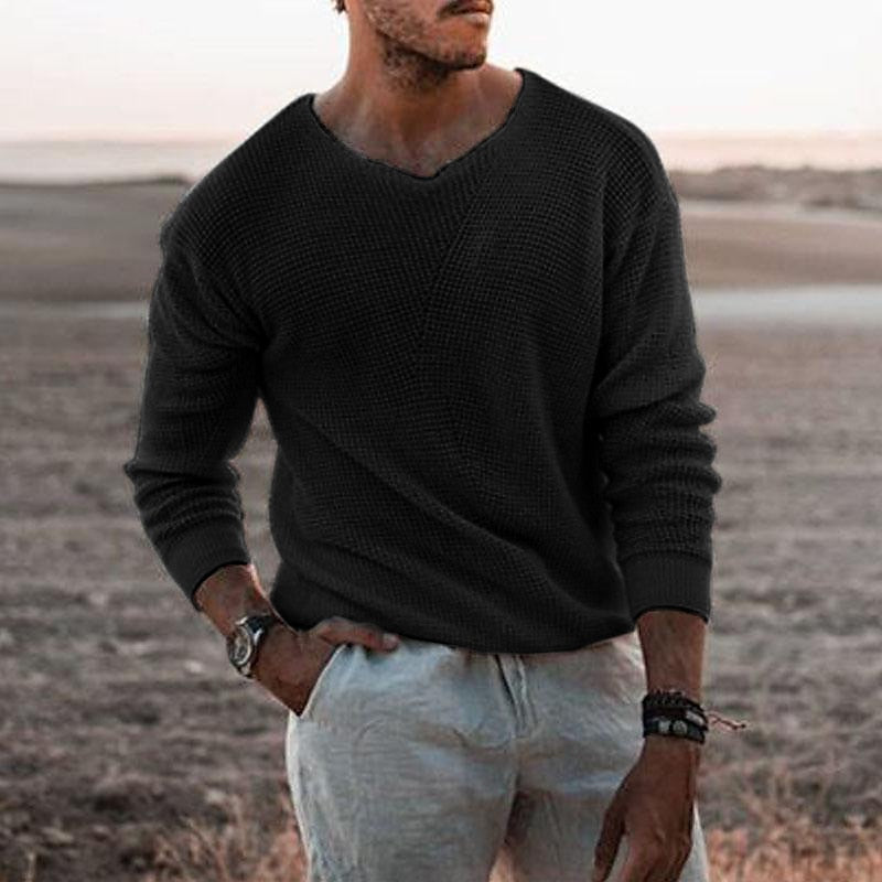 Henry Blackwell | Cream Waffle Knit Sweater for Men