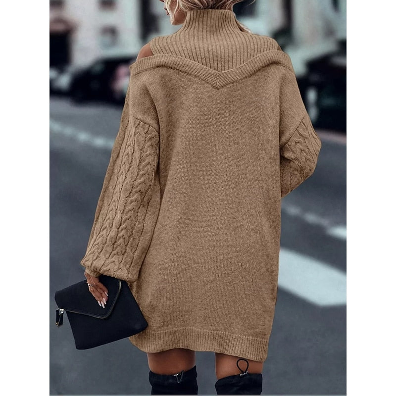 Niamh White | Cold-Shoulder Turtleneck Sweater Dress