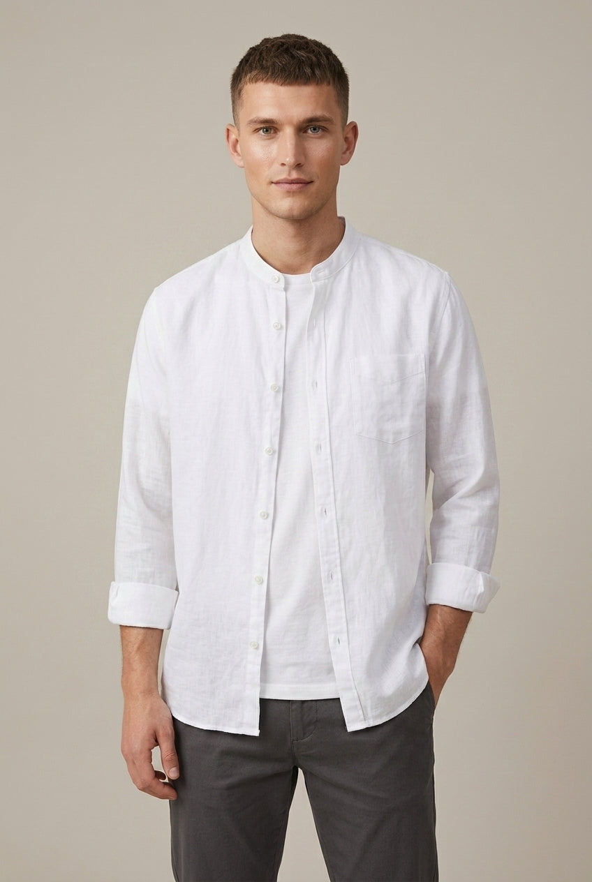Nathaniel Brooks | Chemise en lin à col mao