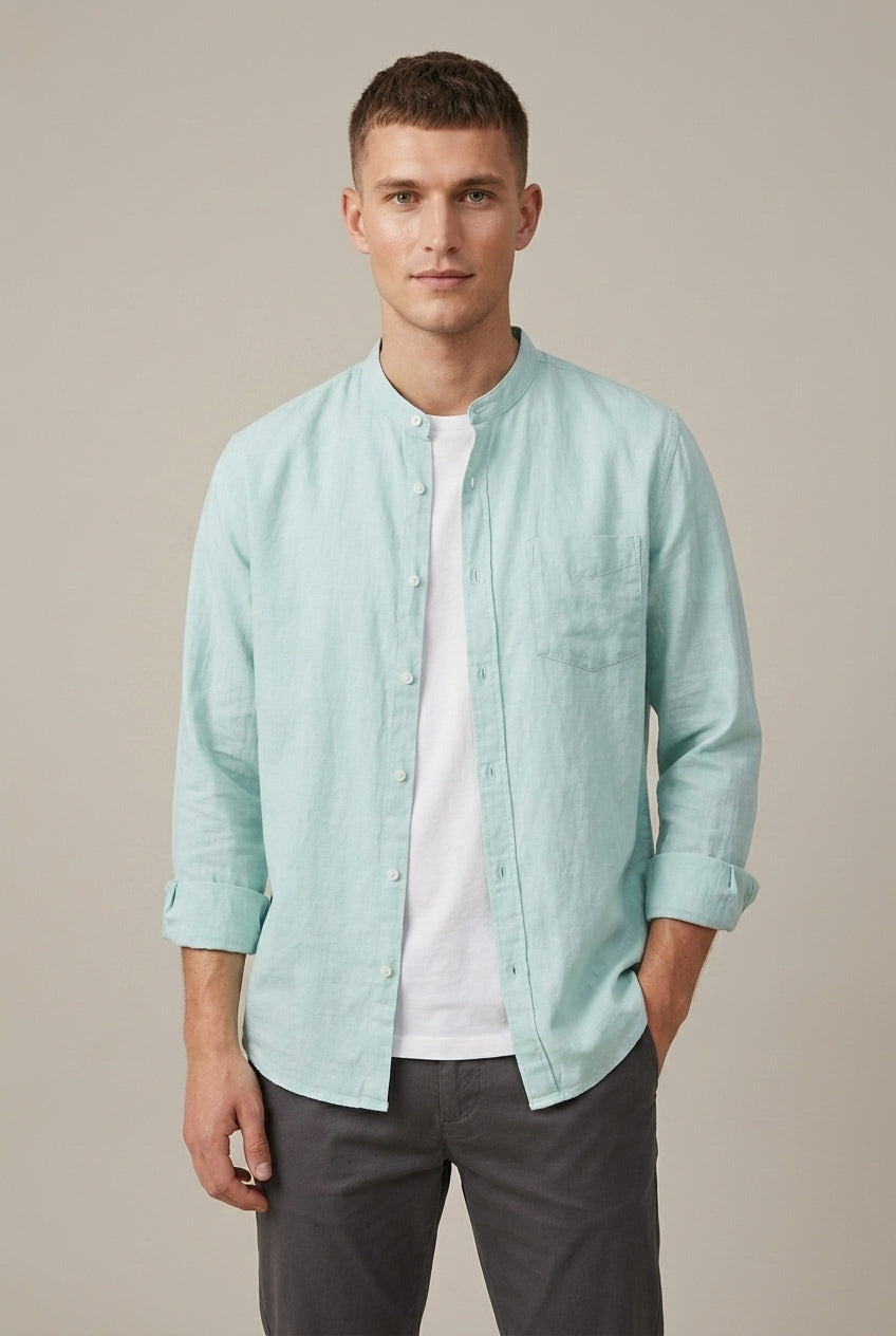 Nathaniel Brooks | Chemise en lin à col mao