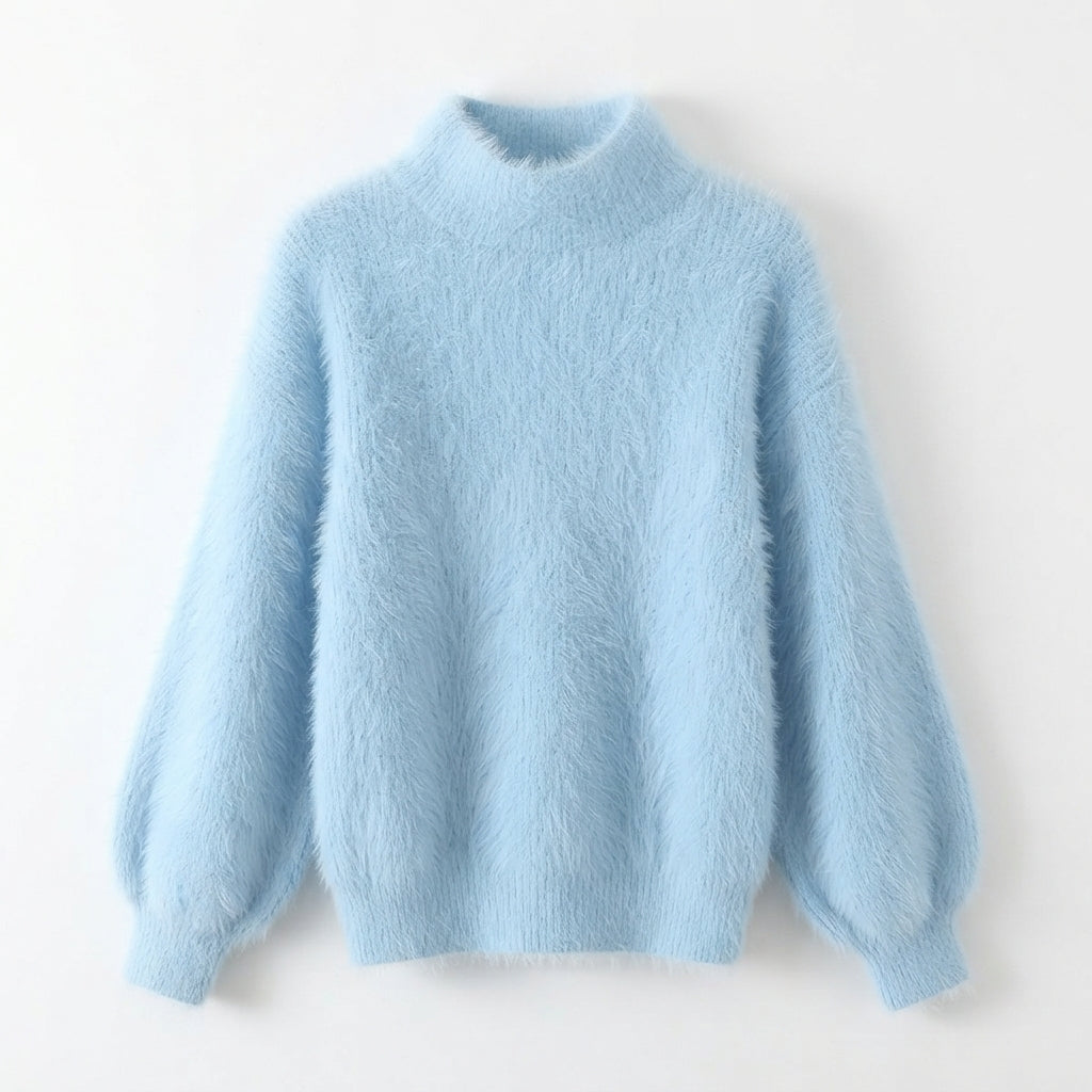 Verity Hall | Soft High-Neck Sweater in Pale Blue