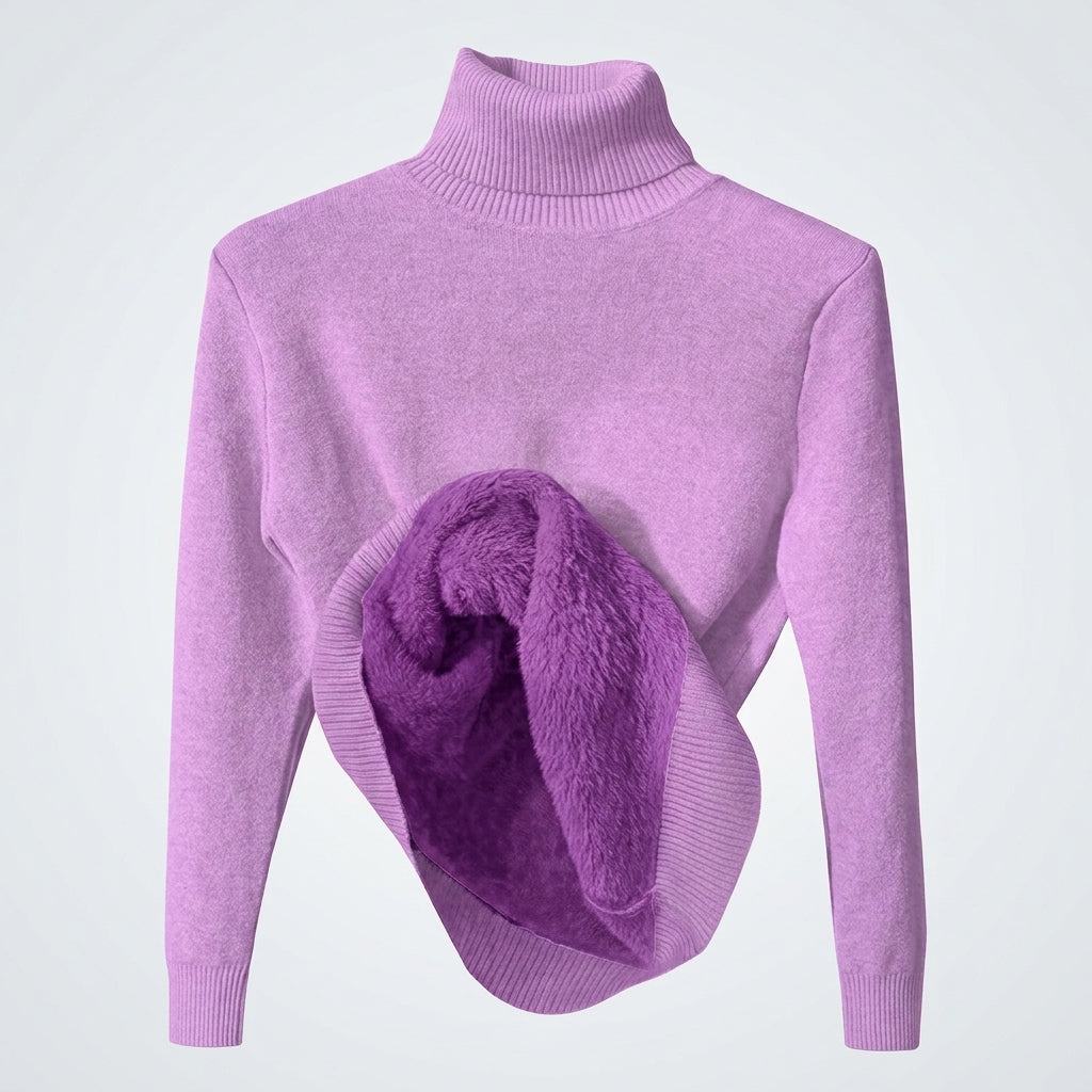 Verity Sutton | Pink Fleece-Lined Turtleneck Sweater