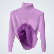 Verity Sutton | Pink Fleece-Lined Turtleneck Sweater
