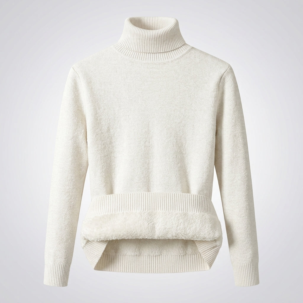 Verity Sutton | Pink Fleece-Lined Turtleneck Sweater