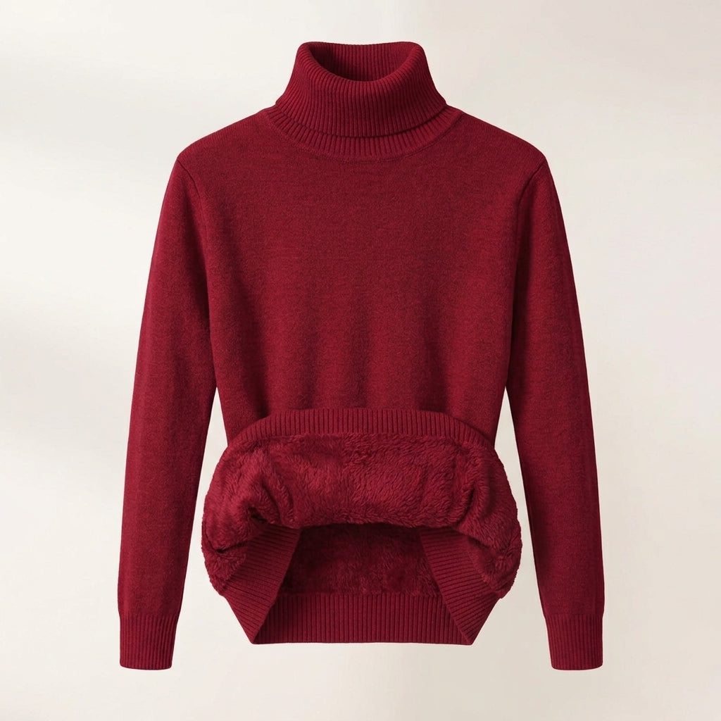 Verity Sutton | Pink Fleece-Lined Turtleneck Sweater