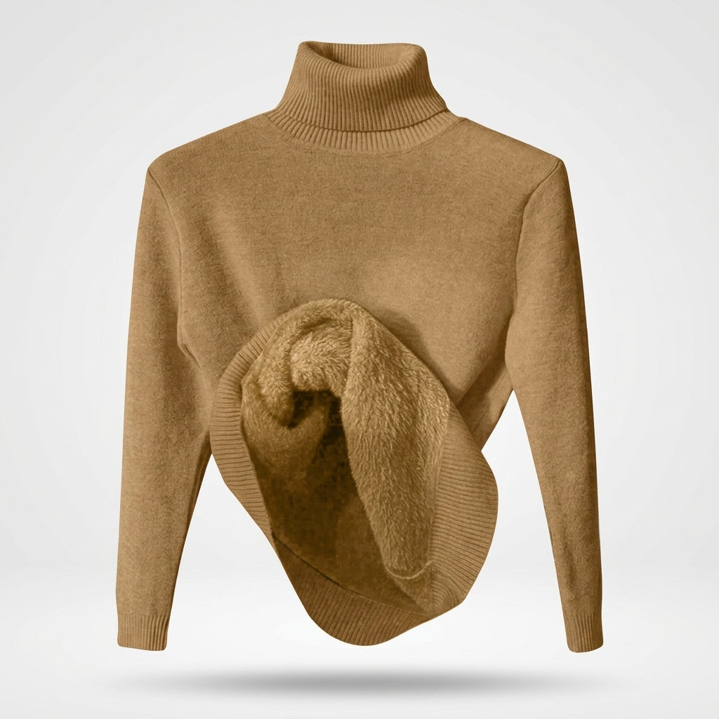 Verity Sutton | Pink Fleece-Lined Turtleneck Sweater
