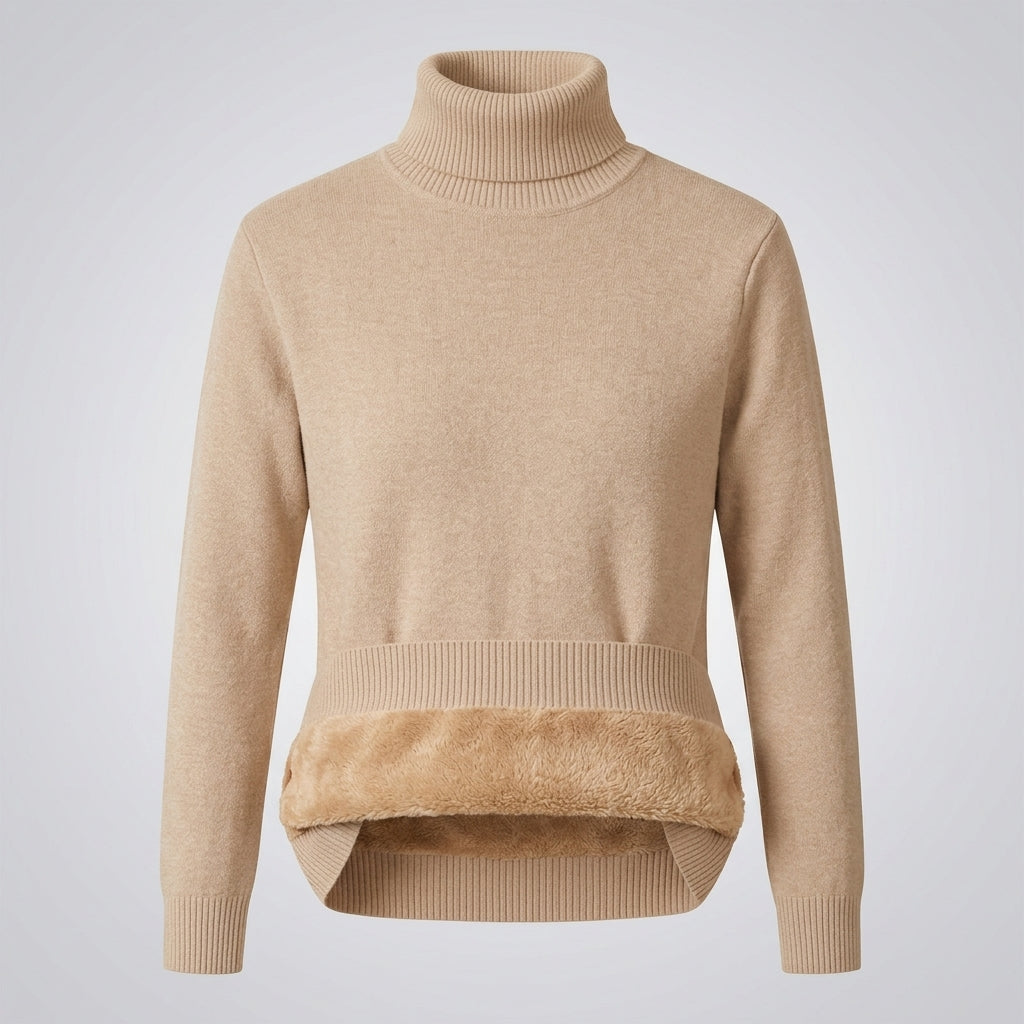 Verity Sutton | Pink Fleece-Lined Turtleneck Sweater