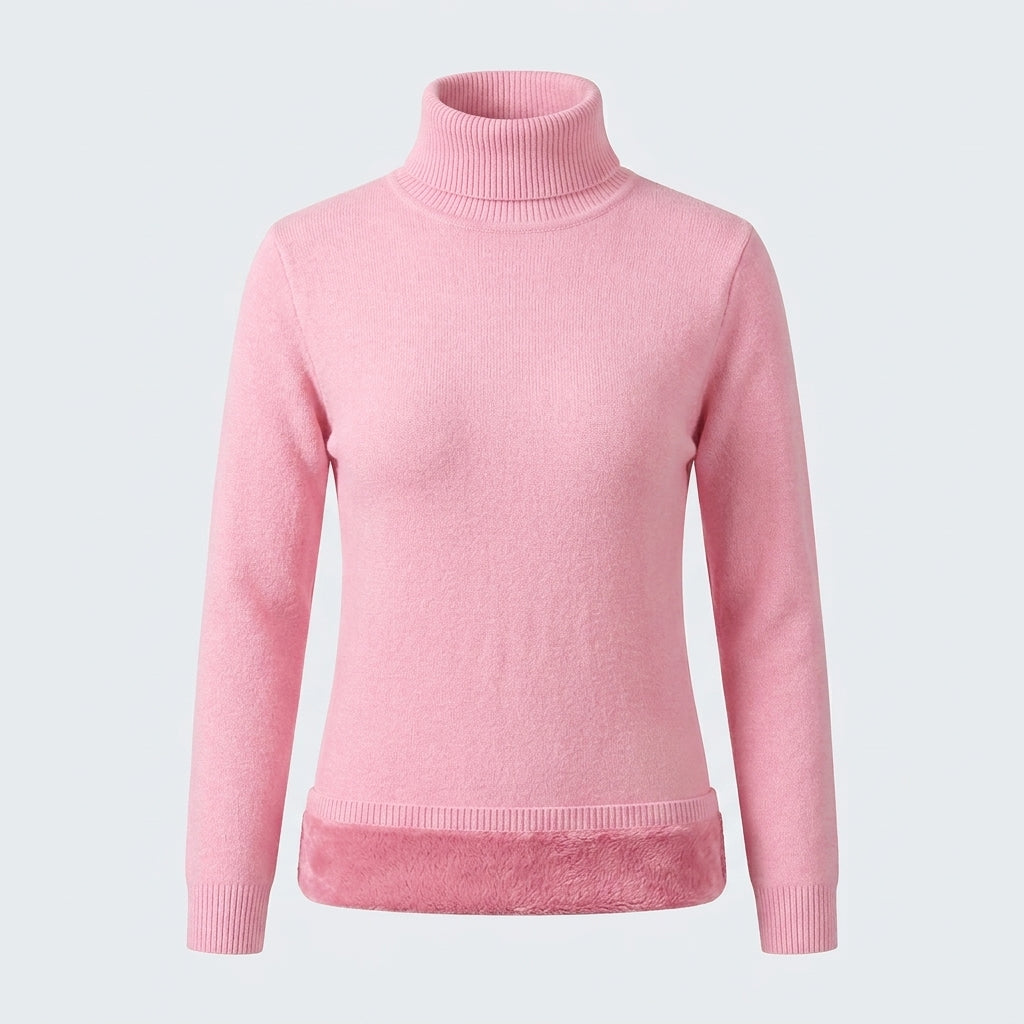 Verity Sutton | Pink Fleece-Lined Turtleneck Sweater