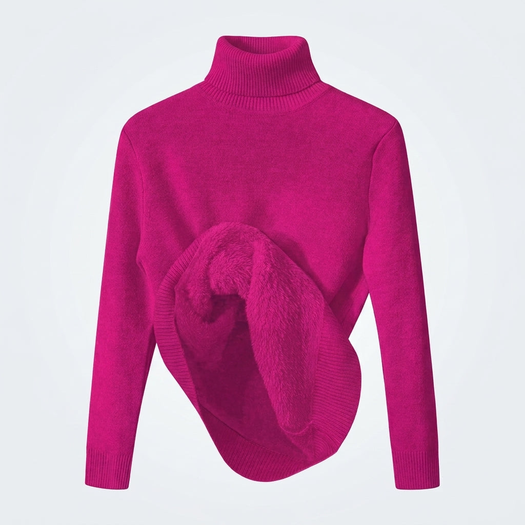 Verity Sutton | Pink Fleece-Lined Turtleneck Sweater