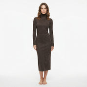 Victoria Williams | Suede High-Neck Midi Dress