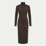 Victoria Williams | Suede High-Neck Midi Dress