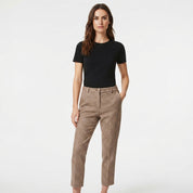 Vivienne Caldwell | Pantalon en laine à chevrons beige, taille haute
