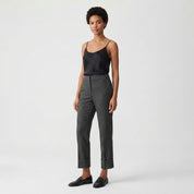 Vivienne Caldwell | Pantalon en laine à chevrons beige, taille haute