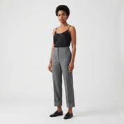 Vivienne Caldwell | Pantalon en laine à chevrons beige, taille haute