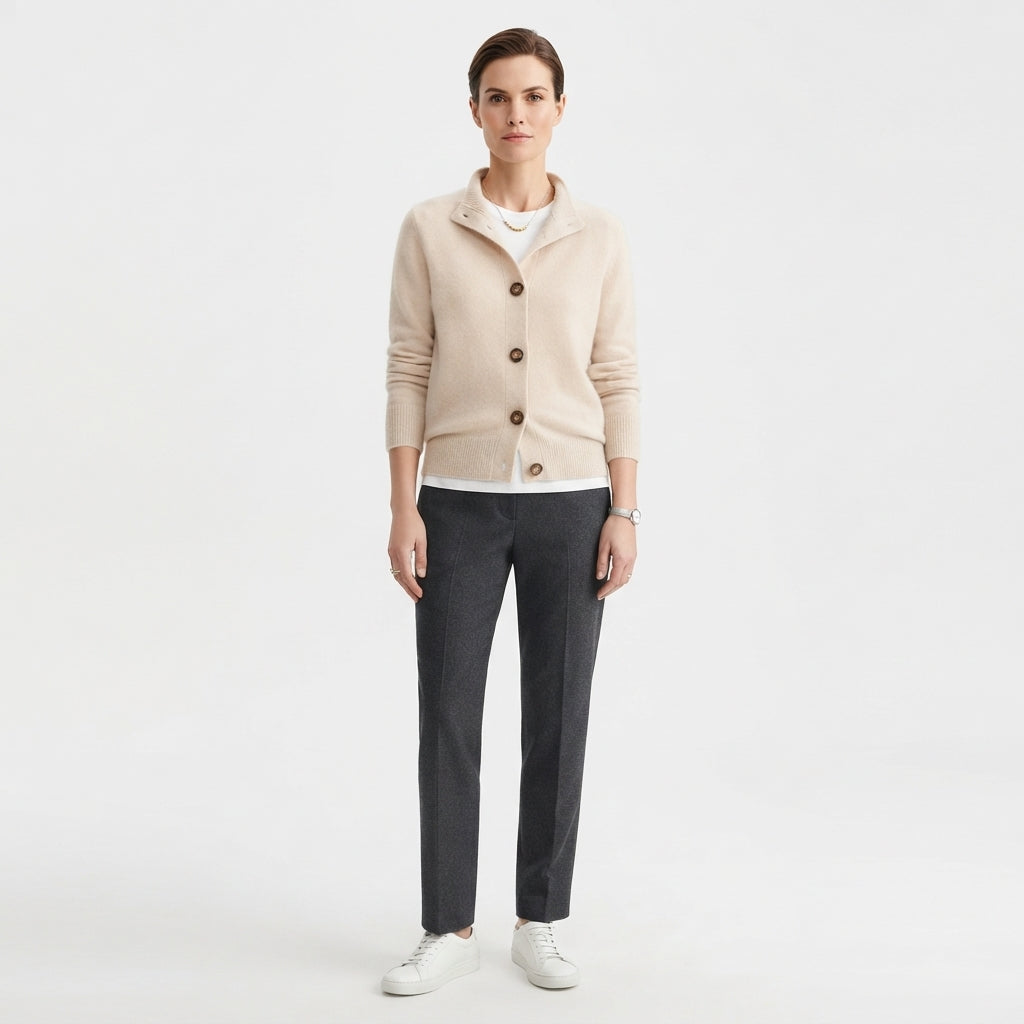 Vivienne Latimer | Refined Collared Cardigan in Soft Knit