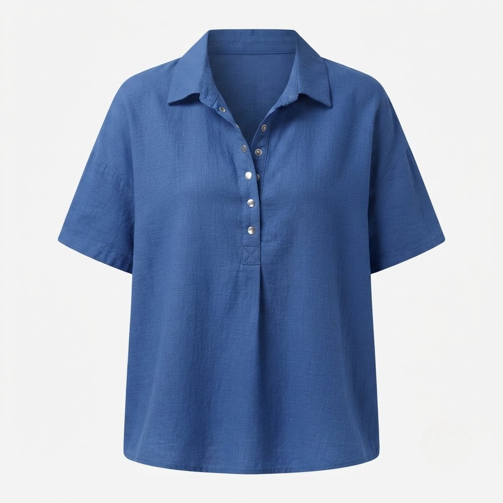 Vivienne Laurent | Linen Blend Button Blouse For Women
