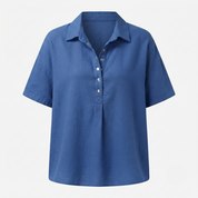 Vivienne Laurent | Linen Blend Button Blouse For Women