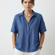 Vivienne Laurent | Linen Blend Button Blouse For Women