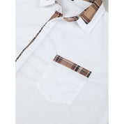 Rupert Galbraith | Chemise blanche à manches longues avec bordure contrastante à carreaux