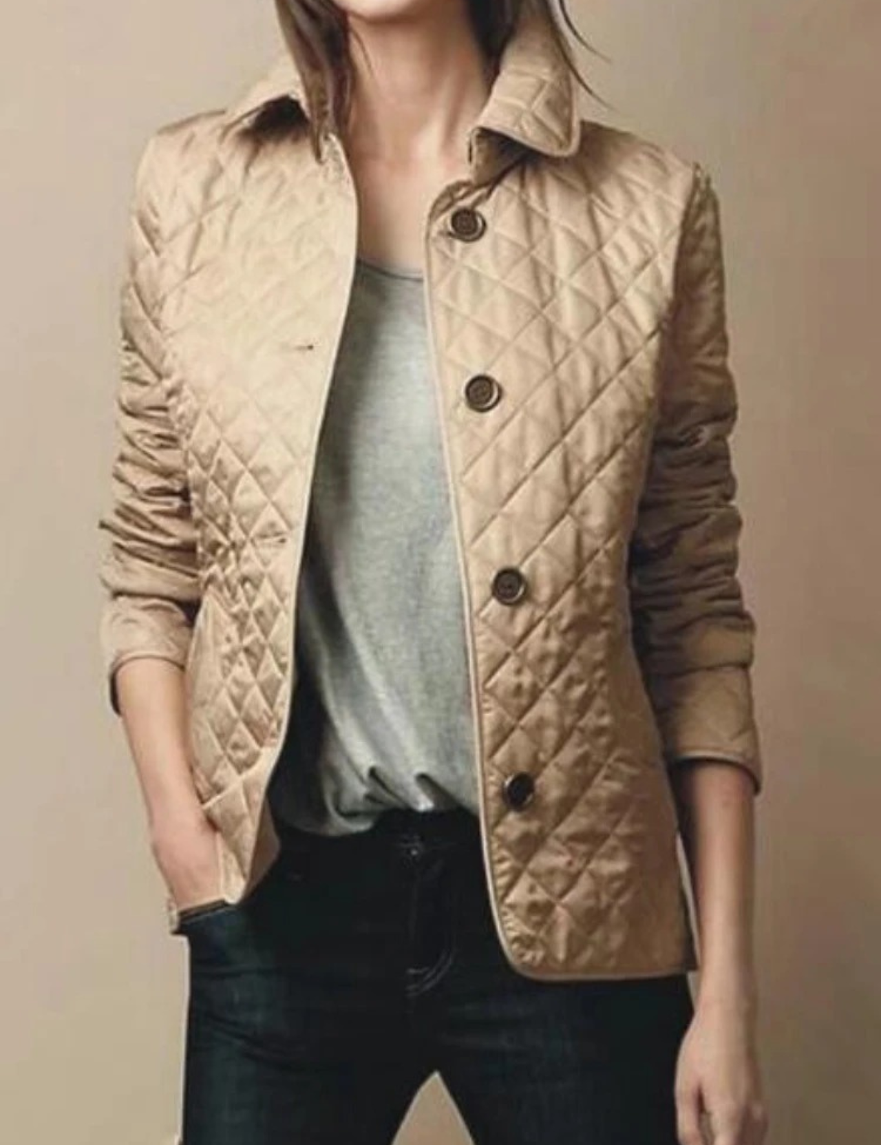 Beatrice Turner | Quilted Jacket with Turned-Down Collar