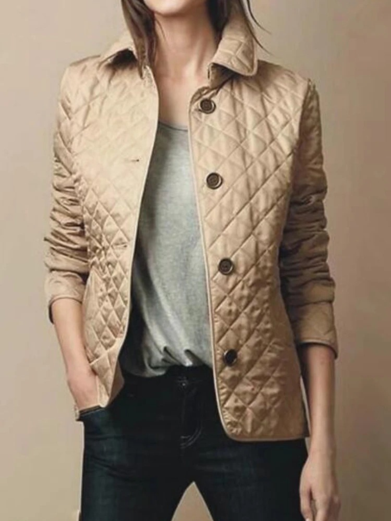 Beatrice Turner | Quilted Jacket with Turned-Down Collar