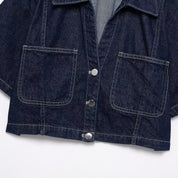 Isabeau Fontecroix | Cropped Short Sleeve Dark Wash Denim Jacket
