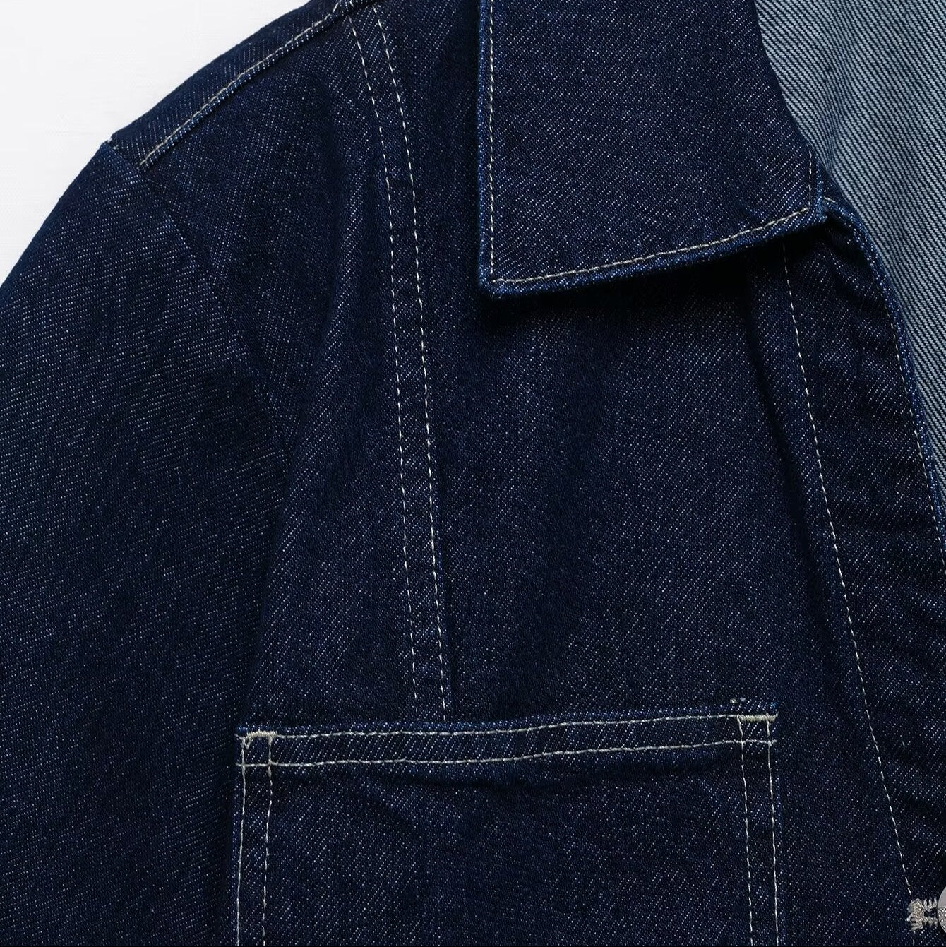 Isabeau Fontecroix | Cropped Short Sleeve Dark Wash Denim Jacket
