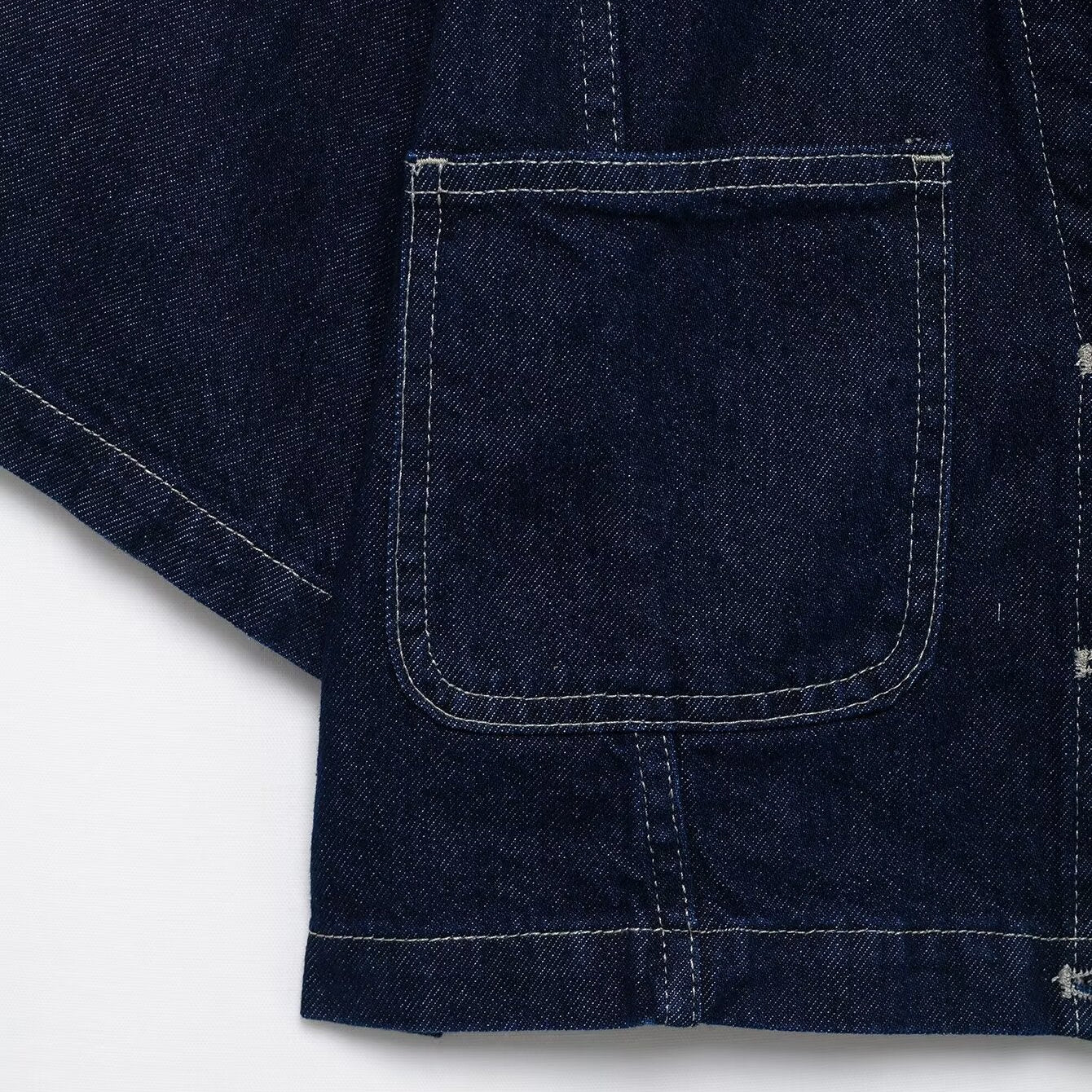Isabeau Fontecroix | Cropped Short Sleeve Dark Wash Denim Jacket