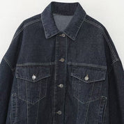 Nadine Charpentier | Oversized Dark Wash Denim Jacket with Turn-Up Cuffs