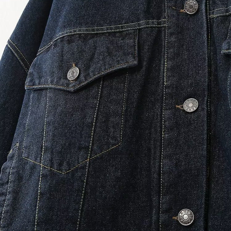 Nadine Charpentier | Oversized Dark Wash Denim Jacket with Turn-Up Cuffs