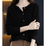 Florence Wright | Purple Button-Front Knit Cardigan