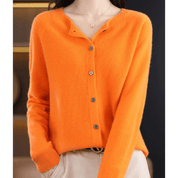 Florence Wright | Purple Button-Front Knit Cardigan