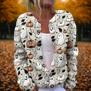 Ghoulish Grove | Pull d’Halloween fantôme et citrouille pour femme