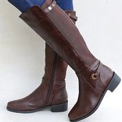 Genevieve Sutcliffe | Knee-High Riding Style Boots in Black Faux Leather