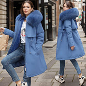 Josephine Fairfax | Blue Faux Fur Hood Longline Puffer Coat