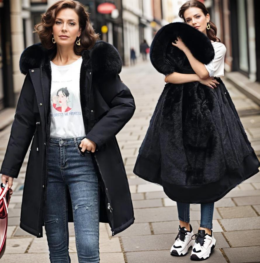 Josephine Fairfax | Blue Faux Fur Hood Longline Puffer Coat