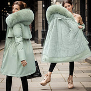 Josephine Fairfax | Blue Faux Fur Hood Longline Puffer Coat