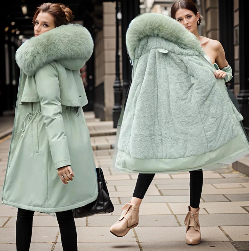 Josephine Fairfax | Blue Faux Fur Hood Longline Puffer Coat