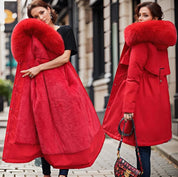 Josephine Fairfax | Blue Faux Fur Hood Longline Puffer Coat