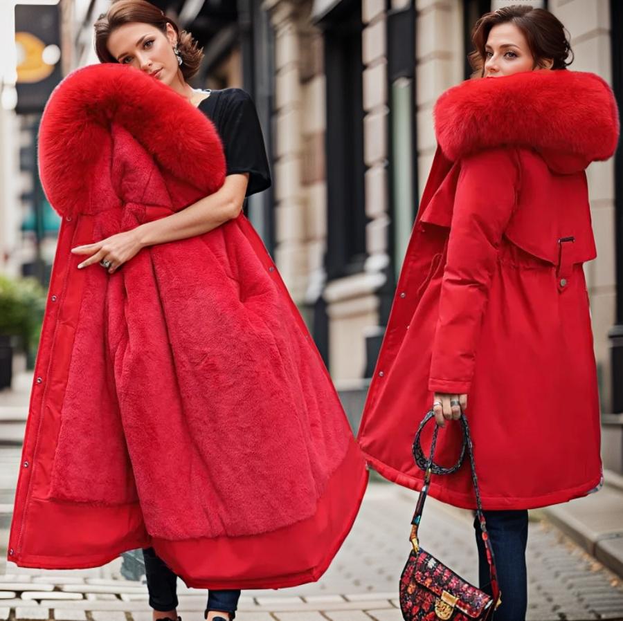 Josephine Fairfax | Blue Faux Fur Hood Longline Puffer Coat