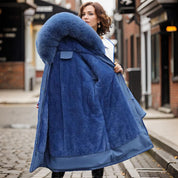 Josephine Fairfax | Blue Faux Fur Hood Longline Puffer Coat