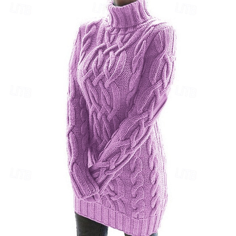 Elspeth Fraser | Cable-Knit Turtleneck Sweater Dress